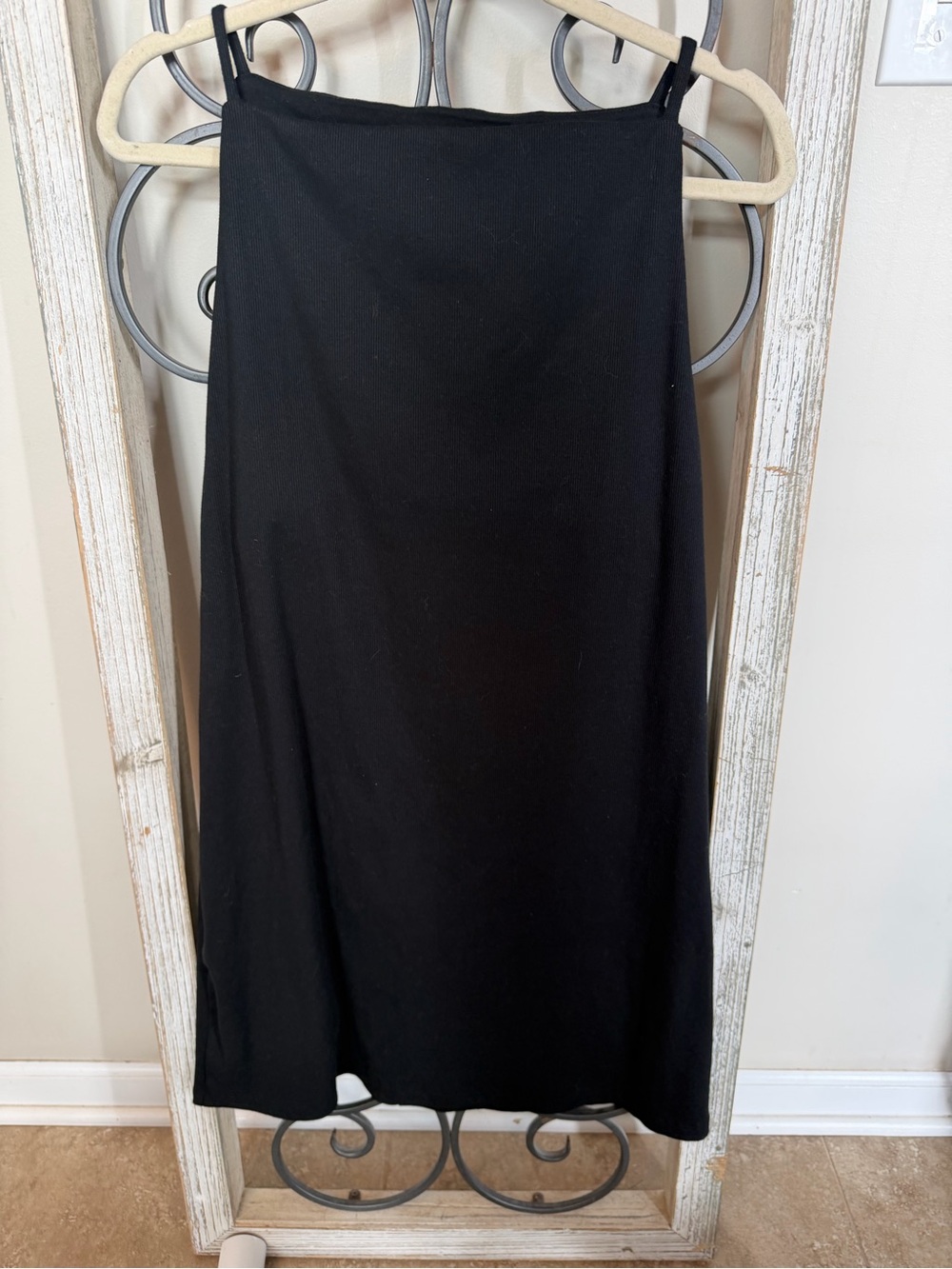 A New Day Black Ribbed Sleeveless Midi Dress Spaghetti Strap Women’s XL